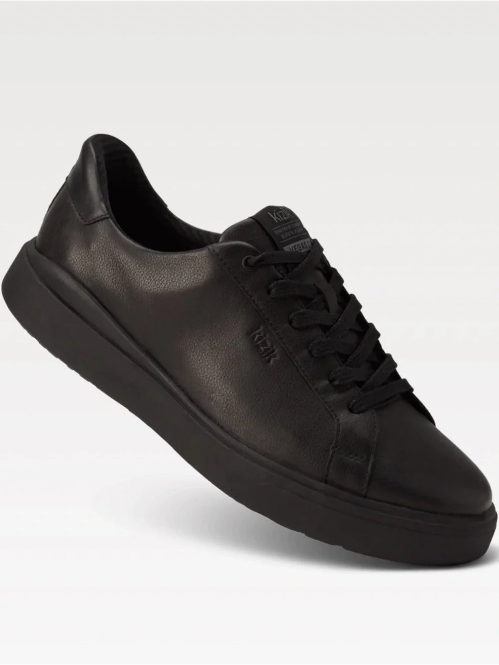 Kizik Vegas Black Leather Hands Free Slip On Sneakers Men 11 Sleek Minimalist